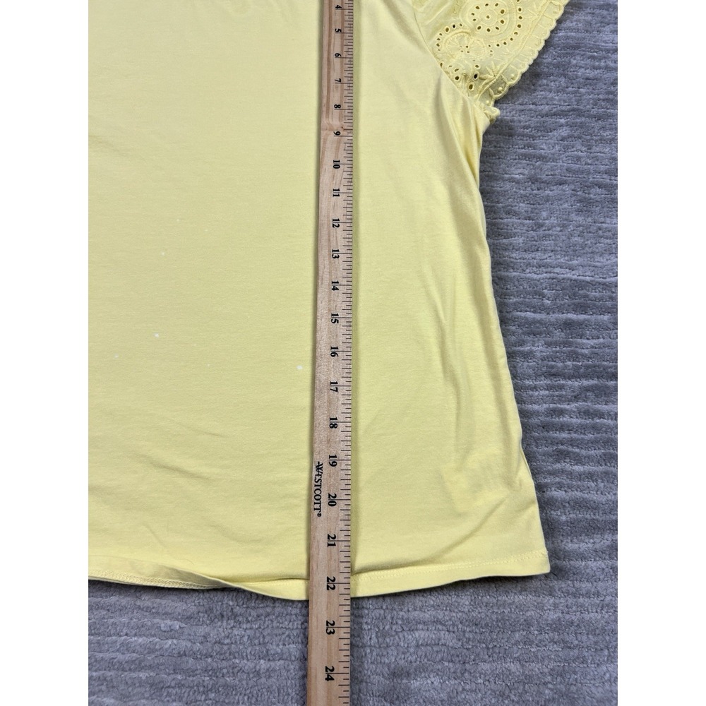 Express Top Womens Large Yellow Short Sleeve Cotton Blend Casual - Picture 6 of 13
